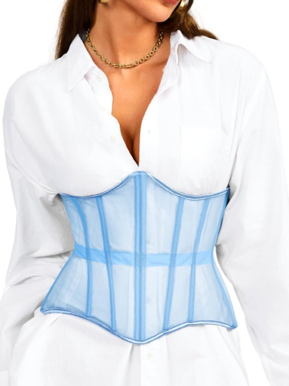 Stylish Underbust Corset Belt, Lace-Up Boned Waist Cincher, Perfect Shapewear
